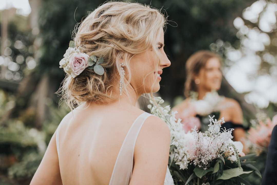 Tina Kristen Wedding behind shot of wavy hair do on bride